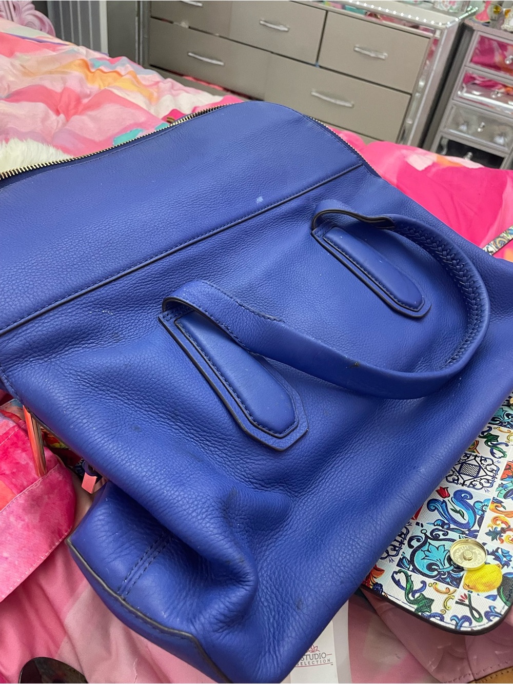 henri bendel Cobalt Blue Leather Tote